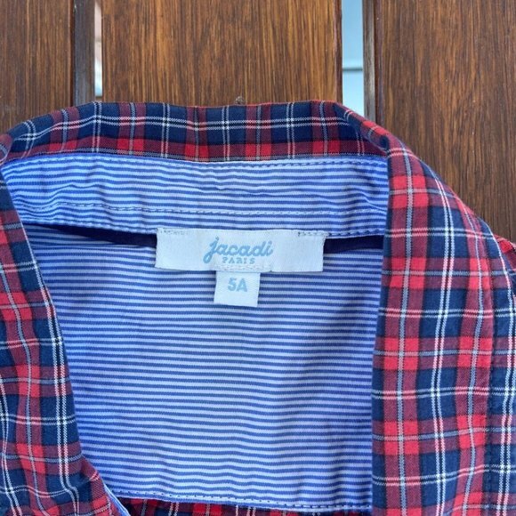 Jacadi Boy's Plaid Shirt with Contrast Detail Cuff in Size 5 EUC - Picture 6 of 14